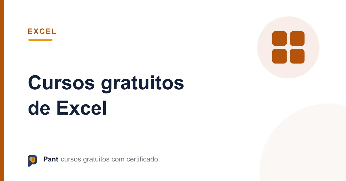 Capa do guia de cursos gratuitos de Excel